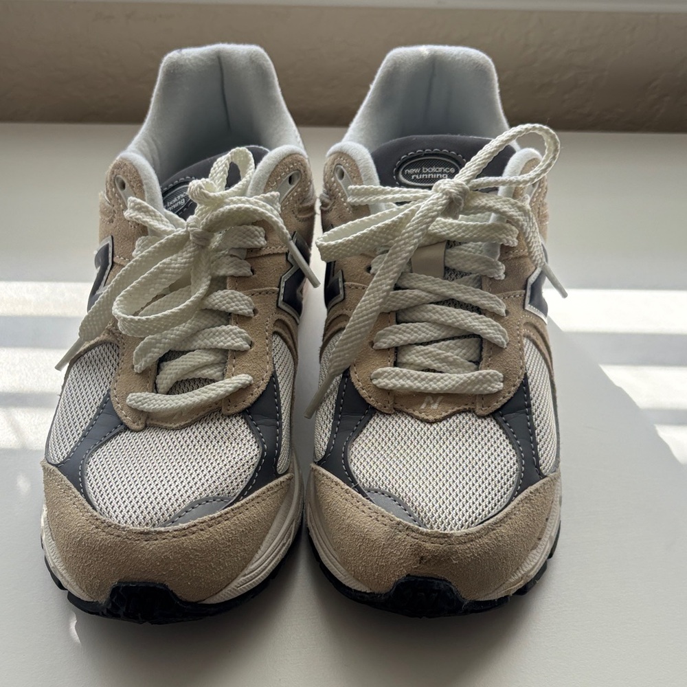 New Balance Tan and White Athletic Shoes